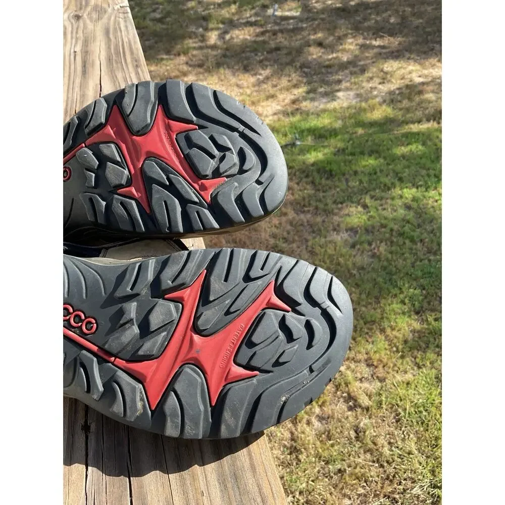 MEN’S ECCO LEATHER STRAP SANDALS SIZE 11-11.5 BROWN BLACK HIKING OUTDOORS_7